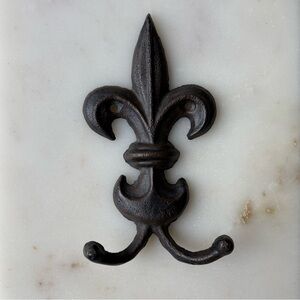 Cast Iron Hook Double Hook Fleur-De-Lis Coat Hooks Rustic Architectural